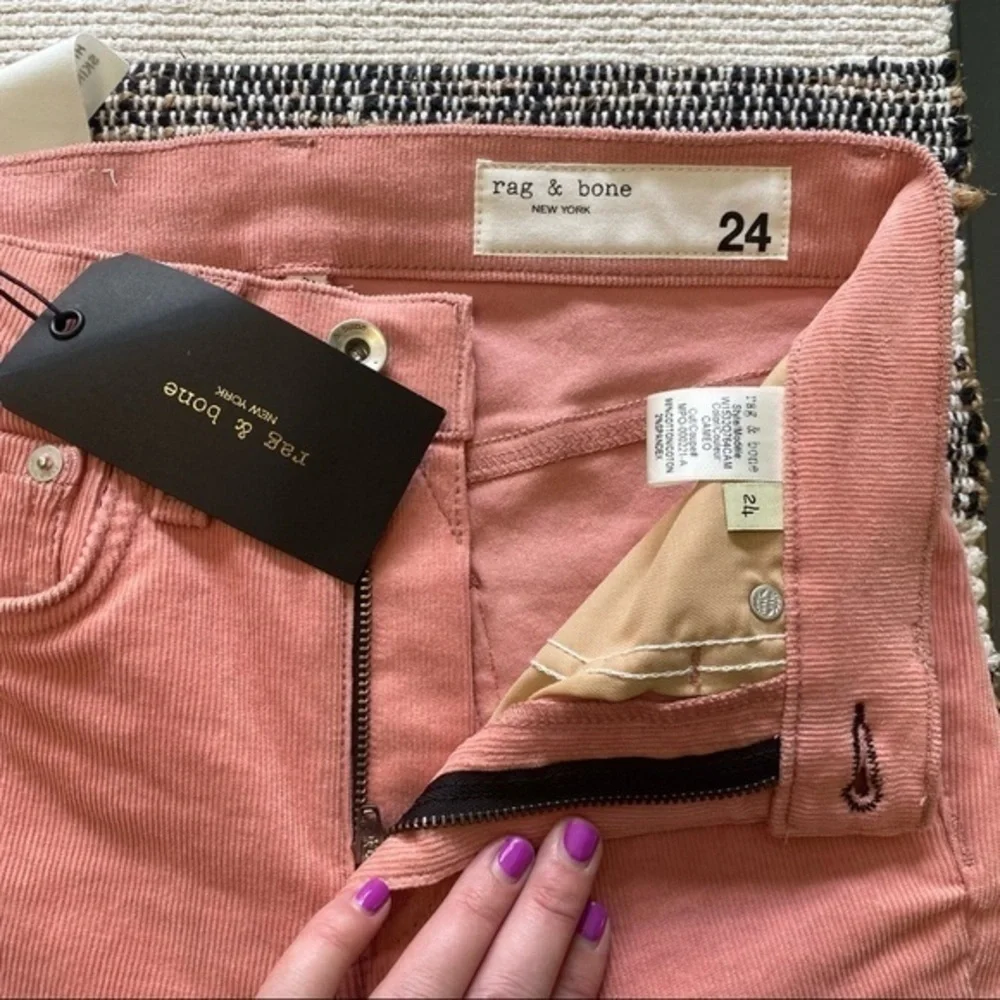 rag & bone Pink High Rise Skinny Corduroy Pants 24 - Picture 7 of 13